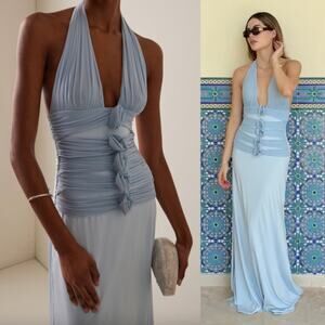 Maygel Coronel | Villadiego Dress in Arctic Powder Blue Maxi Rosettes One Size